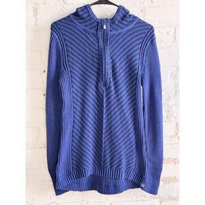 Eddie Bauer Women’s Blue Ribbed Knit Half Zip Sweater Medium Textured Pullover